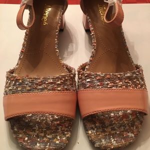 J Renee Pink and Multi Color Boucle Fabric Sandals
